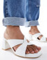 New Look Wide Fit twist front heeled mule in white