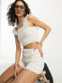 Фото #3 товара Reclaimed Vintage textured beach top co-ord in white
