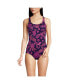 Women's Long Scoop Neck Soft Cup Tugless Sporty One Piece Swimsuit Print