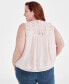 ფოტო #2 პროდუქტის Plus Size Sleeveless Embroidered Mesh Tank Top, Created for Macy's