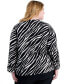 Фото #2 товара Plus Size Printed Studded Blouson-Sleeve Top, Created for Macy's