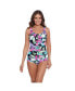 Фото #1 товара Women's ShapeSolver Mastectomy Shirred Front Girl Leg One-Piece Swimsuit