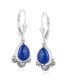 ფოტო #4 პროდუქტის Sterling Silver and Pear Shape Denim Lapis Gemstone Fan Lever Back Earrings