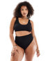 ASOS DESIGN Curve mix and match crinkle high leg high waist bikini bottom in black 2XL - фото #2