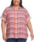 ფოტო #1 პროდუქტის Plus Size Double Cloth Camp Shirt