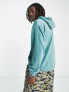 ASOS Daysocial oversized hoodie in cord with logo embroidery in teal blue