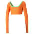 Фото #2 товара Puma Lipa X Cropped Scoop Neck Long Sleeve T-Shirt Womens Orange Casual Tops 536