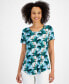 ფოტო #1 პროდუქტის Women's Printed Scoop-Neck Short-Sleeve Top, Created for Macy's