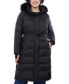 Фото #1 товара Women's Plus Size Shine Belted Faux-Fur-Trim Hooded Puffer Coat