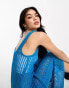 Reclaimed Vintage knitted crochet summer festival midi dress in blue