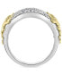 ფოტო #4 პროდუქტის EFFY® Men's White Sapphire Lion Ring (1-3/8 ct. t.w.) in Sterling Silver & 14k Gold-Plate