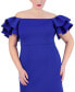 Plus Size Off-The-Shoulder Ruffle-Sleeve Gown Синий, 18W - фото #4