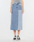 ფოტო #1 პროდუქტის Women's Two-Toned Color Block Denim Midi Skirt