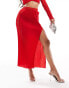 Фото #8 товара In The Style plisse midi skirt co-ord in red