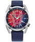 ფოტო #1 პროდუქტის Men's Spider-Man Blue Leather Strap Watch 42mm