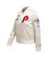 Men's Cream Philadelphia Phillies Cooperstown Collection Pinstripe Retro Classic Full-Button Satin Jacket