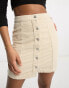 Фото #4 товара DTT Tall Jordan cord button front mini skirt in ecru