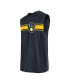 Фото #2 товара Men's Navy Milwaukee Brewers Sleeveless Pullover Hoodie