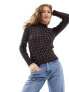 Фото #1 товара River Island Petite heatseal roll neck top in dark brown