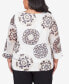 Фото #3 товара Футболка женская Alfred Dunner plus Size Opposites Attract Medallion Textured Top