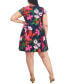 Фото #2 товара Plus Size Floral-Print Cap-Sleeve Dress