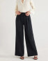 Фото #5 товара Scoop High Waist Pleated Wide Leg Crepe Pants Women's Pullon Black Size 14