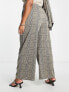 ASOS DESIGN Curve jersey slouch wide leg trouser in sage check