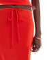 ASOS DESIGN tie waist maxi skirt co-ord in red