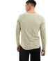 Фото #4 товара ASOS DESIGN muscle fit long sleeve t-shirt in beige distressed fabric