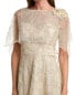 Фото #3 товара Teri Jon By Rickie Freeman Metallic Lace Capelet Midi Dress Women's Metallic 2