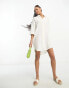 Фото #6 товара Vero Moda textured oversized shirt dress in white