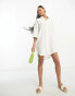 Фото #3 товара Vero Moda textured oversized shirt dress in white