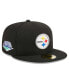 Фото #1 товара Men's Black Pittsburgh Steelers Main Patch 59FIFTY Fitted Hat