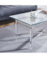 Фото #5 товара Silver Stainless Steel Coffee Table With Acrylic Frame And Clear Glass Top