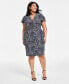 Фото #1 товара Plus Size Flutter-Sleeve Side-Tie Dress