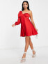 Фото #2 товара Forever New Petite drape bow shoulder mini dress in red