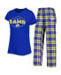 ფოტო #1 პროდუქტის Women's Navy, Gold Los Angeles Rams Badge T-shirt and Pants Sleep Set