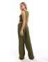 Фото #4 товара ASOS DESIGN textured wide leg trousers co ord in khaki