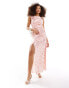 Фото #1 товара Y.A.S sleeveless ruched front satin maxi dress in pink vintage floral