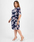 Фото #3 товара Plus Size Floral-Print Faux-Wrap Dress