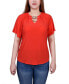 ფოტო #1 პროდუქტის Petite Raglan Sleeve Top with Chain Details