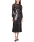 Фото #1 товара Women's Lace-Over-Metallic Long-Sleeve Midi Dress