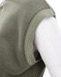 ASOS DESIGN oversized scuba sleeveless sweatshirt with v neck in khaki