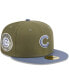 ფოტო #2 პროდუქტის Men's Olive, Blue Chicago Cubs 59FIFTY Fitted Hat