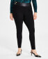 Фото #1 товара Plus Size Mixed-Media Ponte Skinny Pants, Created for Macy's
