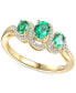 ფოტო #1 პროდუქტის Emerald (1/2 ct. t.w.) & Diamond (1/10 ct. t.w.) Ring in 14k Gold-Plated Sterling Silver