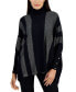 ფოტო #1 პროდუქტის Women's Metallic-Stripe Poncho Turtleneck Sweater, Created for Macy's