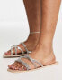 Simmi London Wide Fit Juniper flat sandals with embellished straps in beige