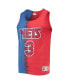 Фото #3 товара Men's Drazen Petrovic Blue, Red New Jersey Nets Hardwood Classics Tie-Dye Name and Number Tank Top
