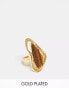 ASOS DESIGN Curve Limited Edition 14k gold plated ring with molten design and tigers eye real semi precious stone